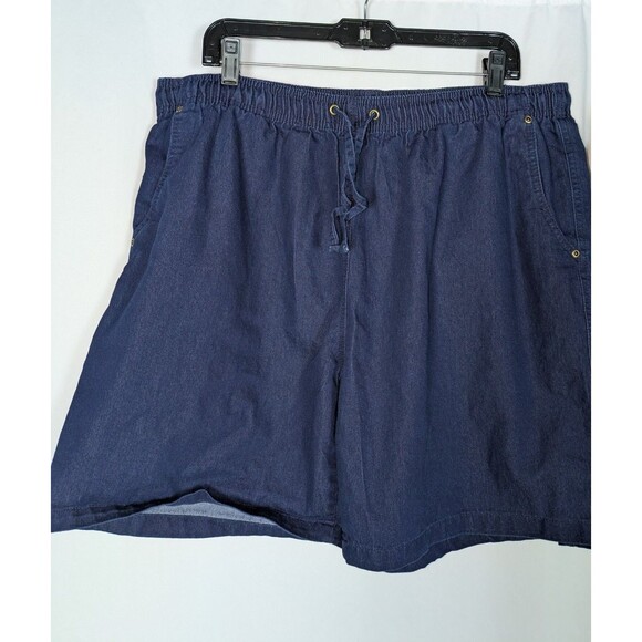 Hasting & Smith Shorts 2X Womens Blue Chambray Pull On Drawstring Waist Lot of 2 - Picture 3 of 8
